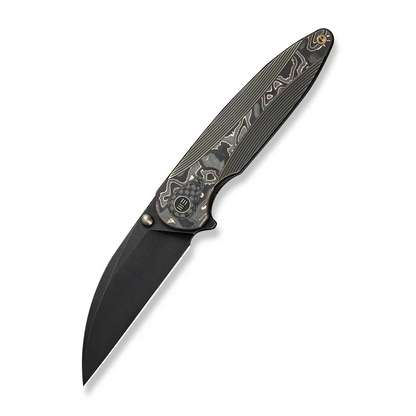 WE Knife Co., Ltd™ Zenthra Frame Lock WE24021C-3 Black Anodized 6AL4V Titanium and Copper Foil Carbon Fiber M390 Stainless Steel Pocket Knife
