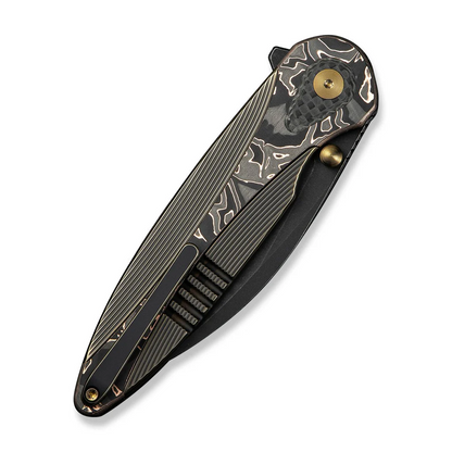 WE Knife Co., Ltd™ Zenthra Frame Lock WE24021C-3 Black Anodized 6AL4V Titanium and Copper Foil Carbon Fiber M390 Stainless Steel Pocket Knife