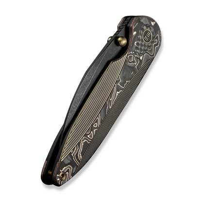 WE Knife Co., Ltd™ Zenthra Frame Lock WE24021C-3 Black Anodized 6AL4V Titanium and Copper Foil Carbon Fiber M390 Stainless Steel Pocket Knife