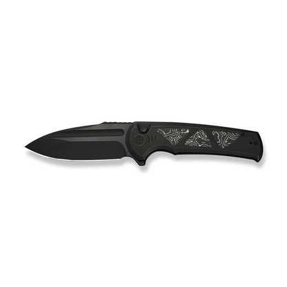 WE Knife Co., Ltd™ Sylox Button Lock WE24027-1 Black Anodized 6AL4V Titanium and Aluminum Foil Carbon Fiber M390 Stainless Steel Pocket Knife