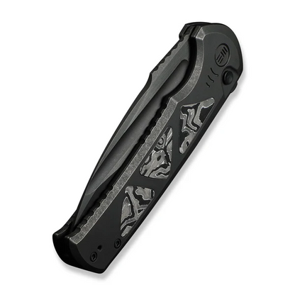 WE Knife Co., Ltd™ Sylox Button Lock WE24027-1 Black Anodized 6AL4V Titanium and Aluminum Foil Carbon Fiber M390 Stainless Steel Pocket Knife