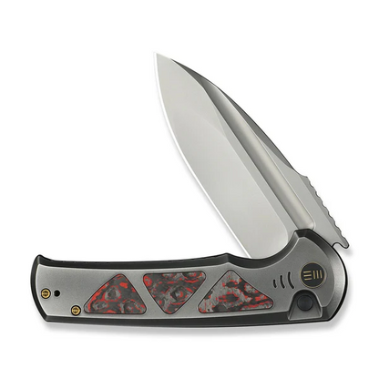 WE Knife Co., Ltd™ Sylox Button Lock WE24027-3 Polished 6AL4V Titanium and Lava Fow Fat Carbon Fiber M390 Stainless Steel Pocket Knife