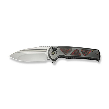 WE Knife Co., Ltd™ Sylox Button Lock WE24027-3 Polished 6AL4V Titanium and Lava Fow Fat Carbon Fiber M390 Stainless Steel Pocket Knife