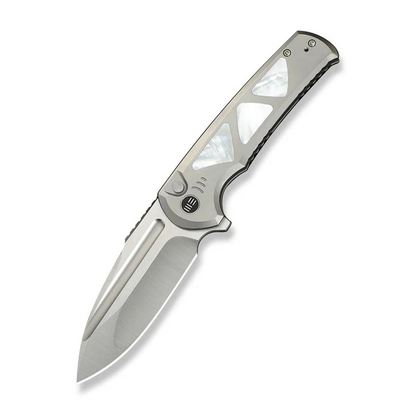 WE Knife Co., Ltd™ Sylox Button Lock WE24027-4 Polished 6AL4V Titanium and Mother-of-Pearl M390 Stainless Steel Pocket Knife