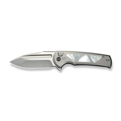 WE Knife Co., Ltd™ Sylox Button Lock WE24027-4 Polished 6AL4V Titanium and Mother-of-Pearl M390 Stainless Steel Pocket Knife