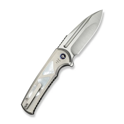 WE Knife Co., Ltd™ Sylox Button Lock WE24027-4 Polished 6AL4V Titanium and Mother-of-Pearl M390 Stainless Steel Pocket Knife
