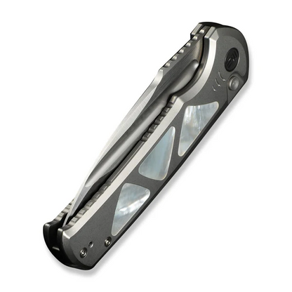 WE Knife Co., Ltd™ Sylox Button Lock WE24027-4 Polished 6AL4V Titanium and Mother-of-Pearl M390 Stainless Steel Pocket Knife