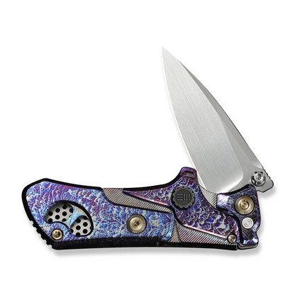 WE Knife Co., Ltd™ NexoMorph Button Lock Push Knife WE24037B-3 Flamed 6AL4V Titanium M390 Stainless Steel Knife