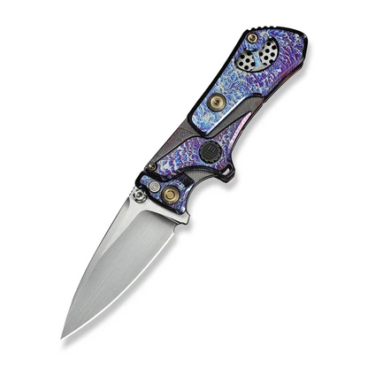 WE Knife Co., Ltd™ NexoMorph Button Lock Push Knife WE24037B-3 Flamed 6AL4V Titanium M390 Stainless Steel Knife