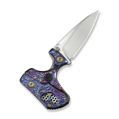 WE Knife Co., Ltd™ NexoMorph Button Lock Push Knife WE24037B-3 Flamed 6AL4V Titanium M390 Stainless Steel Knife