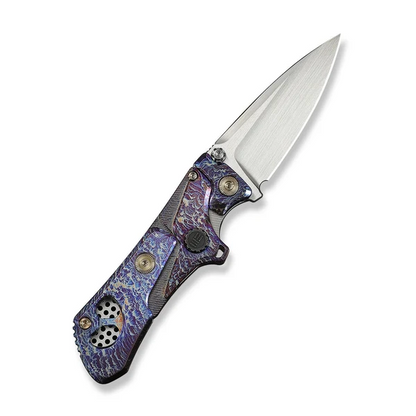 WE Knife Co., Ltd™ NexoMorph Button Lock Push Knife WE24037B-3 Flamed 6AL4V Titanium M390 Stainless Steel Knife