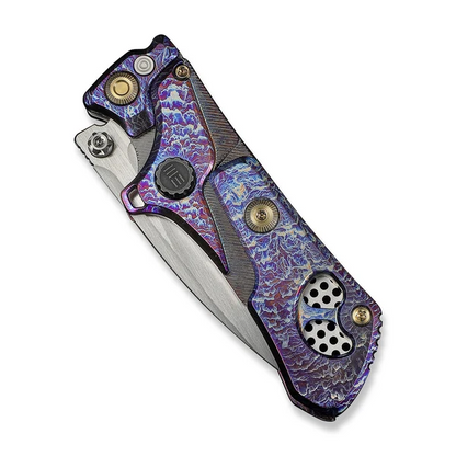 WE Knife Co., Ltd™ NexoMorph Button Lock Push Knife WE24037B-3 Flamed 6AL4V Titanium M390 Stainless Steel Knife