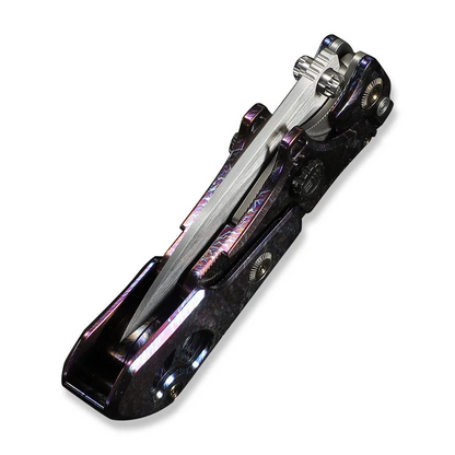 WE Knife Co., Ltd™ NexoMorph Button Lock Push Knife WE24037B-3 Flamed 6AL4V Titanium M390 Stainless Steel Knife