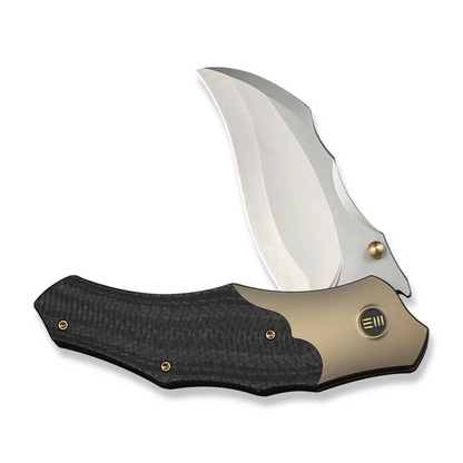 WE Knife Co., Ltd™ Orc Boss Liner Lock WE24042-2 Twill Carbon Fiber and Champagne 6AL4V Titanium CPM 20CV Stainless Steel Pocket Knife