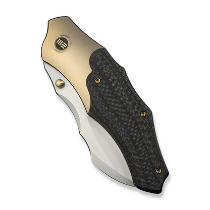 WE Knife Co., Ltd™ Orc Boss Liner Lock WE24042-2 Twill Carbon Fiber and Champagne 6AL4V Titanium CPM 20CV Stainless Steel Pocket Knife