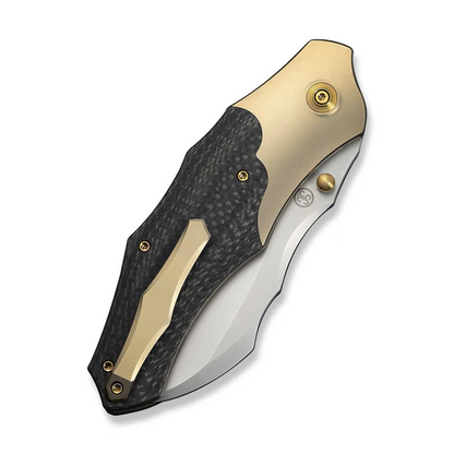 WE Knife Co., Ltd™ Orc Boss Liner Lock WE24042-2 Twill Carbon Fiber and Champagne 6AL4V Titanium CPM 20CV Stainless Steel Pocket Knife