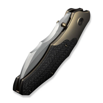 WE Knife Co., Ltd™ Orc Boss Liner Lock WE24042-2 Twill Carbon Fiber and Champagne 6AL4V Titanium CPM 20CV Stainless Steel Pocket Knife