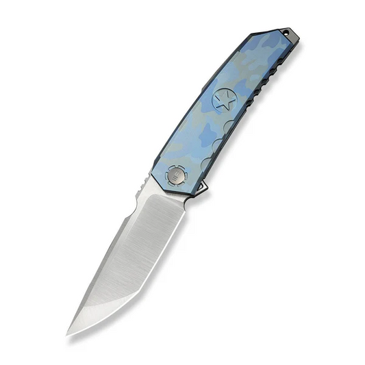 WE Knife Co., Ltd™ Capstan Frame Lock WE24047-3 Blue Terrain Camo Anodized 6AL4V Titanium M390 Stainless Steel Pocket Knife