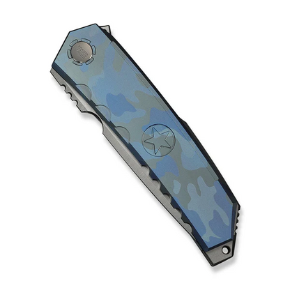 WE Knife Co., Ltd™ Capstan Frame Lock WE24047-3 Blue Terrain Camo Anodized 6AL4V Titanium M390 Stainless Steel Pocket Knife