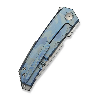 WE Knife Co., Ltd™ Capstan Frame Lock WE24047-3 Blue Terrain Camo Anodized 6AL4V Titanium M390 Stainless Steel Pocket Knife
