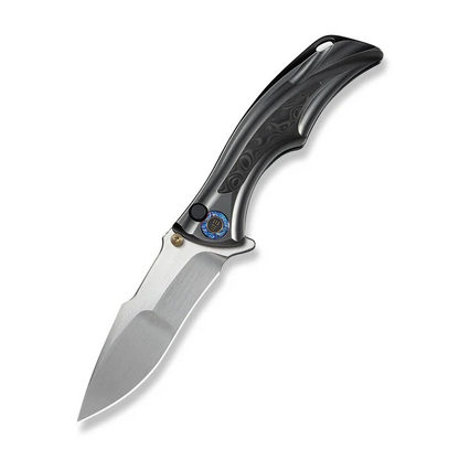 WE Knife Co., Ltd™ Tighe Down Button Lock WE24054-2 Gray Anodized 6AL4V Titanium M390 Stainless Steel Pocket Knife