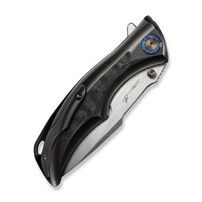 WE Knife Co., Ltd™ Tighe Down Button Lock WE24054-2 Gray Anodized 6AL4V Titanium M390 Stainless Steel Pocket Knife