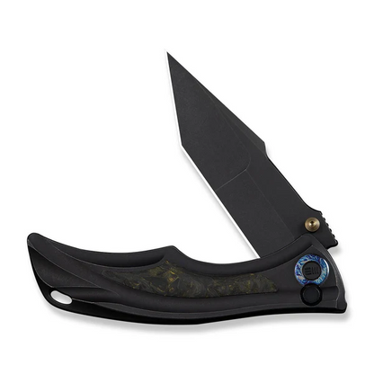 WE Knife Co., Ltd™ Tighe Down Button Lock WE24054B-1 Black Anodized 6AL4V Titanium M390 Stainless Steel Pocket Knife