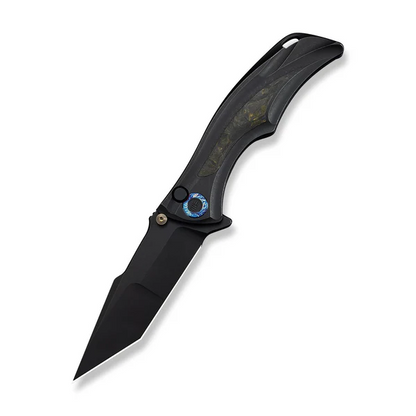 WE Knife Co., Ltd™ Tighe Down Button Lock WE24054B-1 Black Anodized 6AL4V Titanium M390 Stainless Steel Pocket Knife