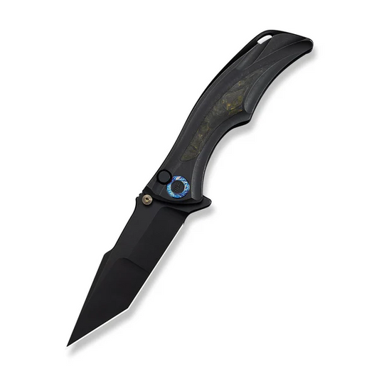 WE Knife Co., Ltd™ Tighe Down Button Lock WE24054B-1 Black Anodized 6AL4V Titanium M390 Stainless Steel Pocket Knife