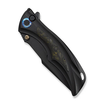 WE Knife Co., Ltd™ Tighe Down Button Lock WE24054B-1 Black Anodized 6AL4V Titanium M390 Stainless Steel Pocket Knife