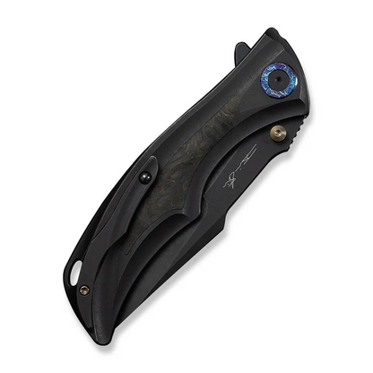 WE Knife Co., Ltd™ Tighe Down Button Lock WE24054B-1 Black Anodized 6AL4V Titanium M390 Stainless Steel Pocket Knife