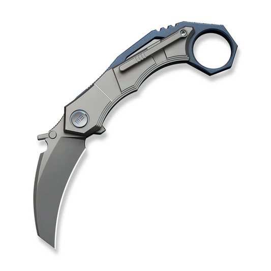 WE Knife Co., Ltd™ Tayra Frame Lock Karambit WE24069-2 Gray 6AL4V Titanium M390 Stainless Steel Pocket Knife