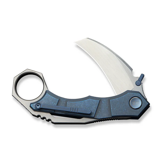 WE Knife Co., Ltd™ Tayra Frame Lock Karambit WE24069-3 Blue Stonewashed 6AL4V Titanium M390 Stainless Steel Pocket Knife