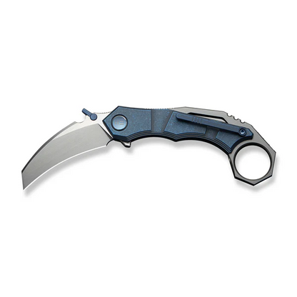 WE Knife Co., Ltd™ Tayra Frame Lock Karambit WE24069-3 Blue Stonewashed 6AL4V Titanium M390 Stainless Steel Pocket Knife