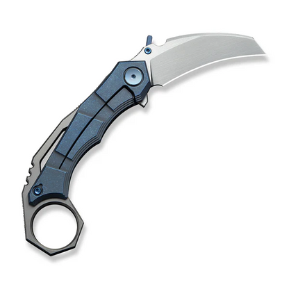 WE Knife Co., Ltd™ Tayra Frame Lock Karambit WE24069-3 Blue Stonewashed 6AL4V Titanium M390 Stainless Steel Pocket Knife