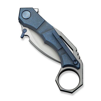 WE Knife Co., Ltd™ Tayra Frame Lock Karambit WE24069-3 Blue Stonewashed 6AL4V Titanium M390 Stainless Steel Pocket Knife