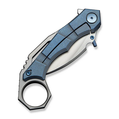 WE Knife Co., Ltd™ Tayra Frame Lock Karambit WE24069-3 Blue Stonewashed 6AL4V Titanium M390 Stainless Steel Pocket Knife