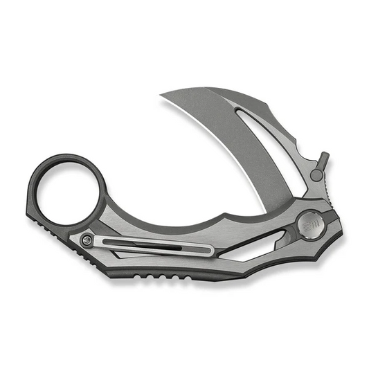 WE Knife Co., Ltd™ Cryonix Liner Lock Karambit WE24070-2 Satin & Gray Anodized 6AL4V Titanium M390 Stainless Steel Pocket Knife