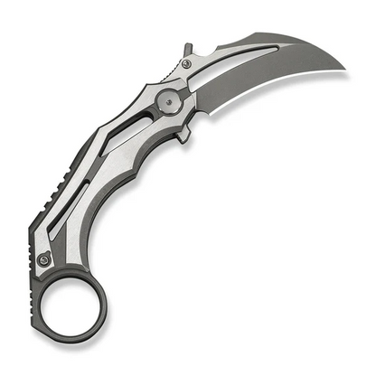 WE Knife Co., Ltd™ Cryonix Liner Lock Karambit WE24070-2 Satin & Gray Anodized 6AL4V Titanium M390 Stainless Steel Pocket Knife