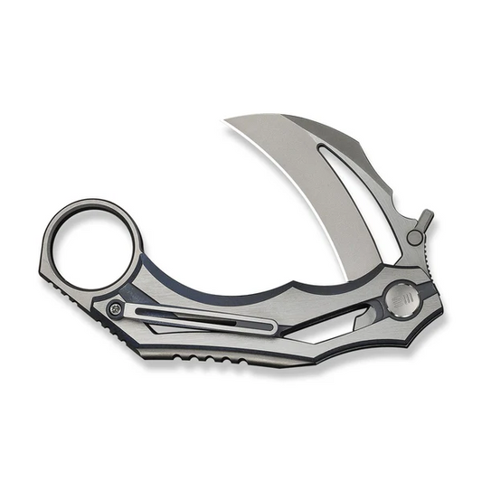 WE Knife Co., Ltd™ Cryonix Liner Lock Karambit WE24070-4 Satin & Blue Anodized 6AL4V Titanium M390 Stainless Steel Pocket Knife