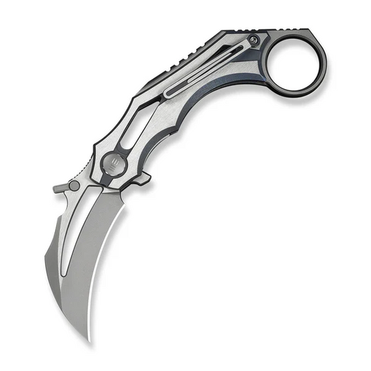 WE Knife Co., Ltd™ Cryonix Liner Lock Karambit WE24070-4 Satin & Blue Anodized 6AL4V Titanium M390 Stainless Steel Pocket Knife