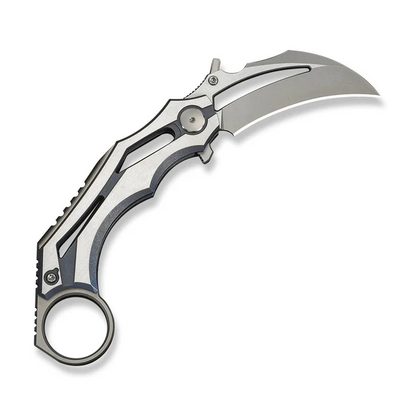 WE Knife Co., Ltd™ Cryonix Liner Lock Karambit WE24070-4 Satin & Blue Anodized 6AL4V Titanium M390 Stainless Steel Pocket Knife