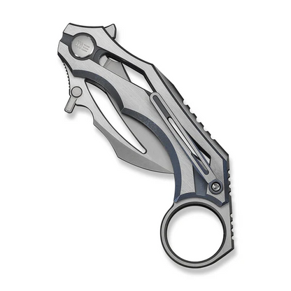 WE Knife Co., Ltd™ Cryonix Liner Lock Karambit WE24070-4 Satin & Blue Anodized 6AL4V Titanium M390 Stainless Steel Pocket Knife