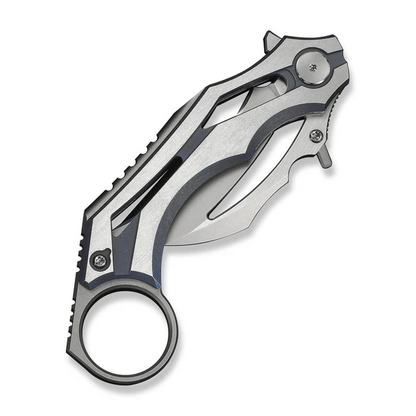 WE Knife Co., Ltd™ Cryonix Liner Lock Karambit WE24070-4 Satin & Blue Anodized 6AL4V Titanium M390 Stainless Steel Pocket Knife