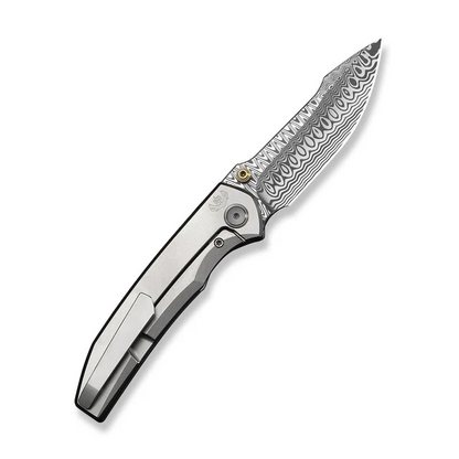WE Knife Co., Ltd™ Ryson Frame Lock WE24086-DS1 Dark Gray Anodized 6AL4V Titanium Damasteel Pocket Knife