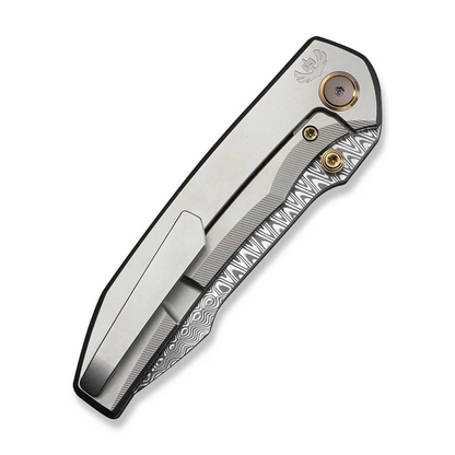 WE Knife Co., Ltd™ Ryson Frame Lock WE24086-DS1 Dark Gray Anodized 6AL4V Titanium Damasteel Pocket Knife