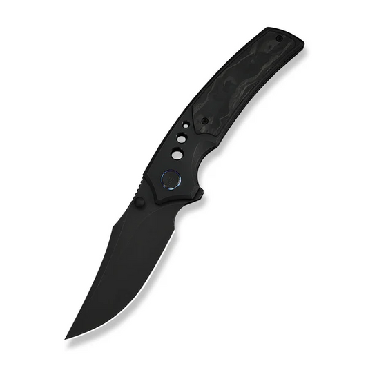 WE Knife Co., Ltd™ Skynix Frame Lock WE24087-1 Black Anodized 6AL4V Titanium and Marble Carbon Fiber M390 Stainless Steel Pocket Knife