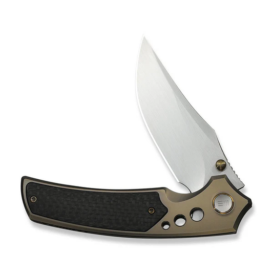 WE Knife Co., Ltd™ Skynix Frame Lock WE24087-3 Bronze Anodized 6AL4V Titanium and Twill Carbon Fiber M390 Stainless Steel Pocket Knife