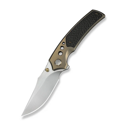WE Knife Co., Ltd™ Skynix Frame Lock WE24087-3 Bronze Anodized 6AL4V Titanium and Twill Carbon Fiber M390 Stainless Steel Pocket Knife