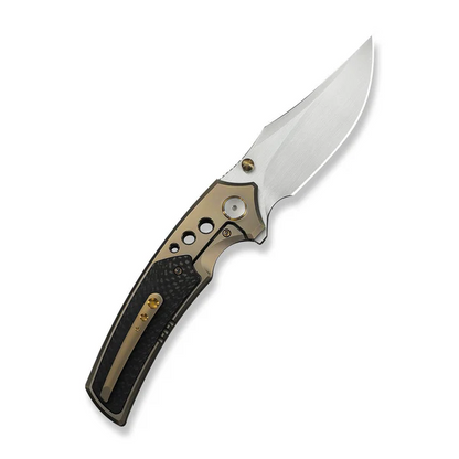 WE Knife Co., Ltd™ Skynix Frame Lock WE24087-3 Bronze Anodized 6AL4V Titanium and Twill Carbon Fiber M390 Stainless Steel Pocket Knife